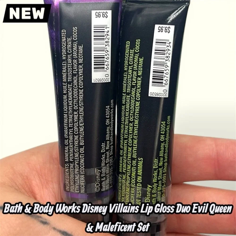 New Bath & Body Works Disney Villains Lip Gloss Duo Evil Queen & Maleficent Set